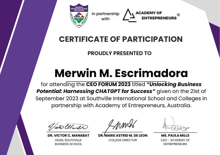CEO Forum 2023 – Certificate of Participation CEO Forum 2023 – Certificate of Participation